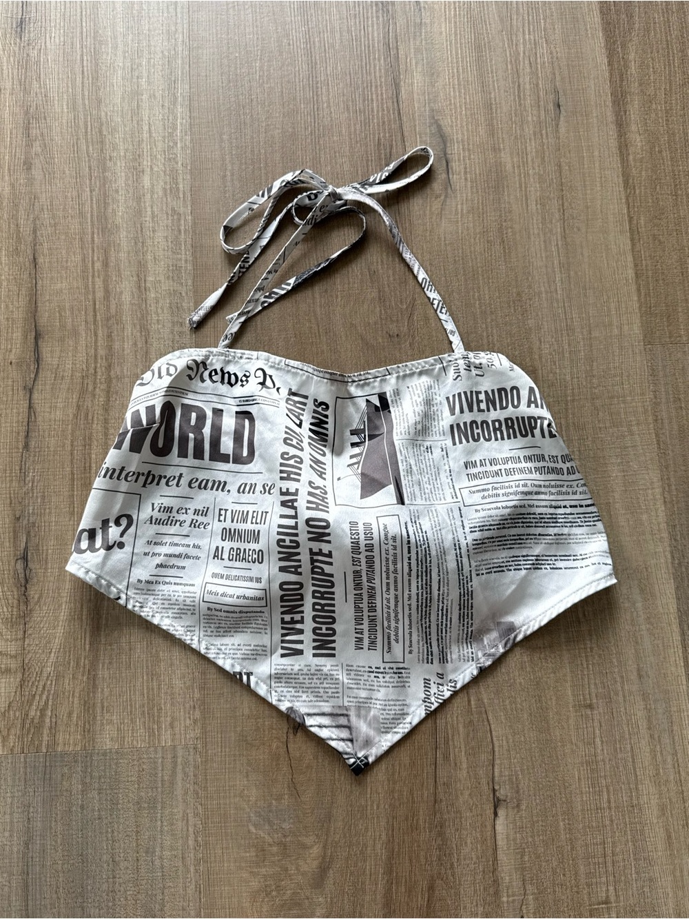 Forever 21 Black & White Newspaper Print Halter Top